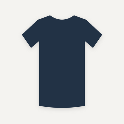 T-Shirt personnalisable — Marine — Verso (rendu illustratif, pas une photo réelle)