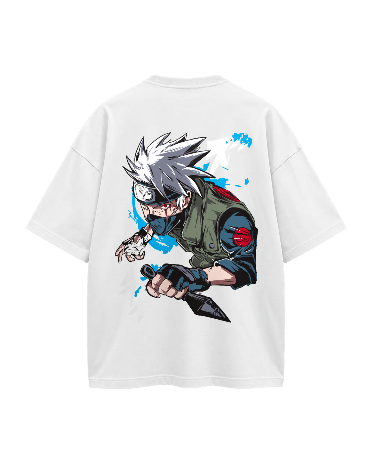T-Shirt Oversize — Anime Ninja — Blanc — Verso