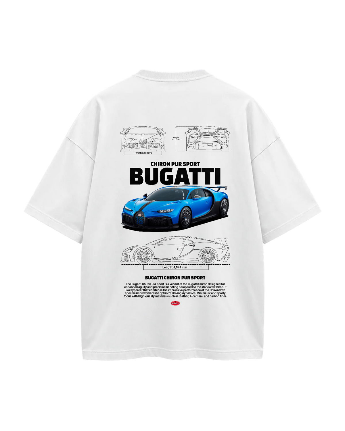T-Shirt Oversize — Hypercar Blueprint — Blanc — Verso