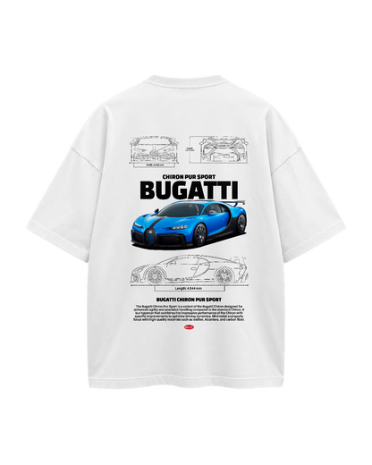 T-Shirt Oversize — Hypercar Blueprint — Blanc — Verso