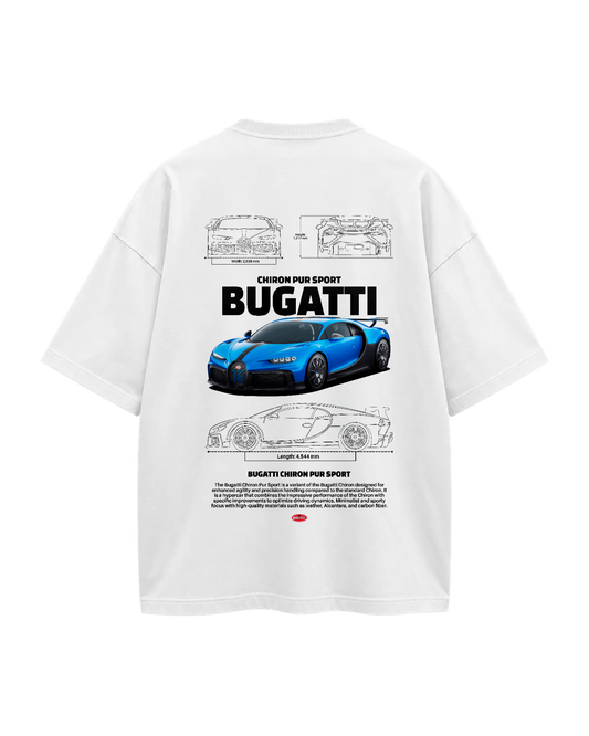 T-Shirt Oversize — Hypercar Blueprint — Blanc — Verso