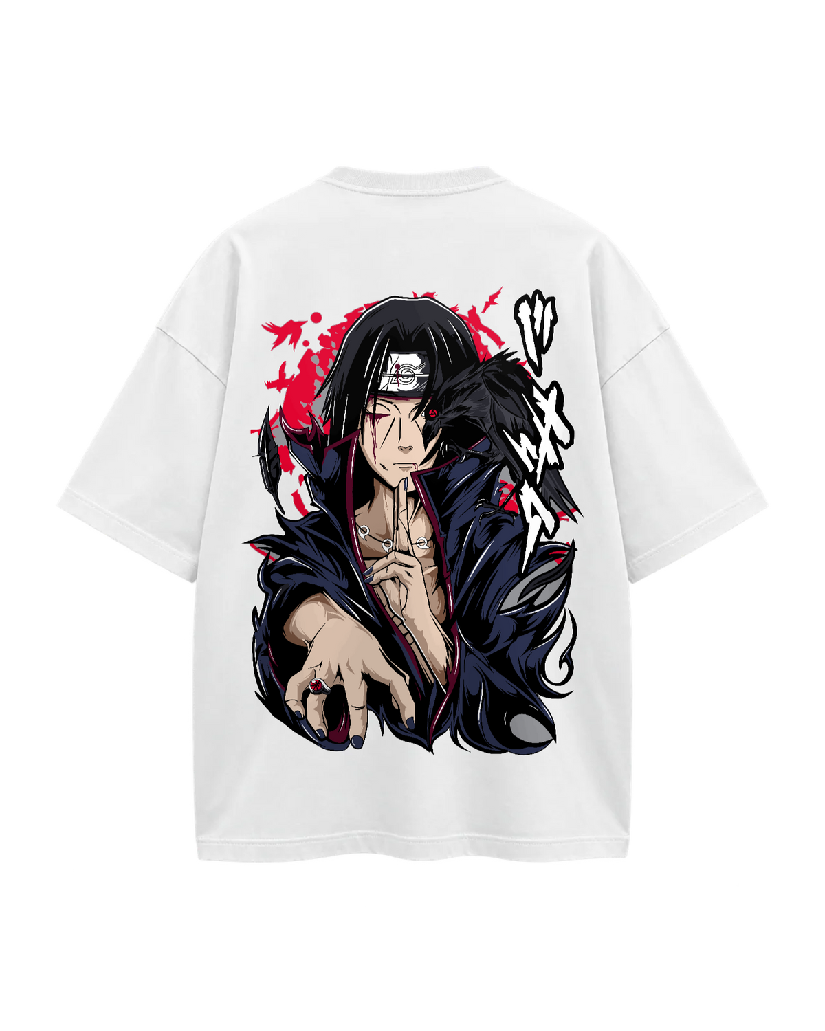 T-Shirt Oversize — Itachi · Naruto — Blanc — Verso