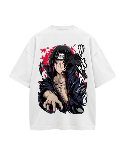 T-Shirt Oversize — Itachi · Naruto — Blanc — Verso