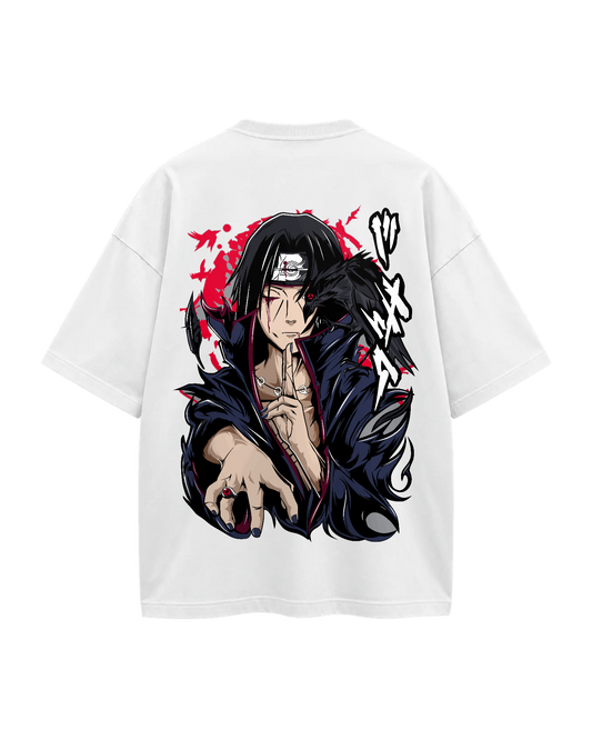 T-Shirt Oversize — Itachi · Naruto — Blanc — Verso