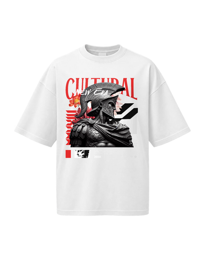T-Shirt Oversize — Cultural Warrior — Blanc — Recto