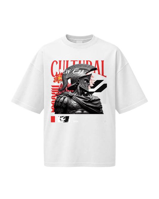 T-Shirt Oversize — Cultural Warrior — Blanc — Recto