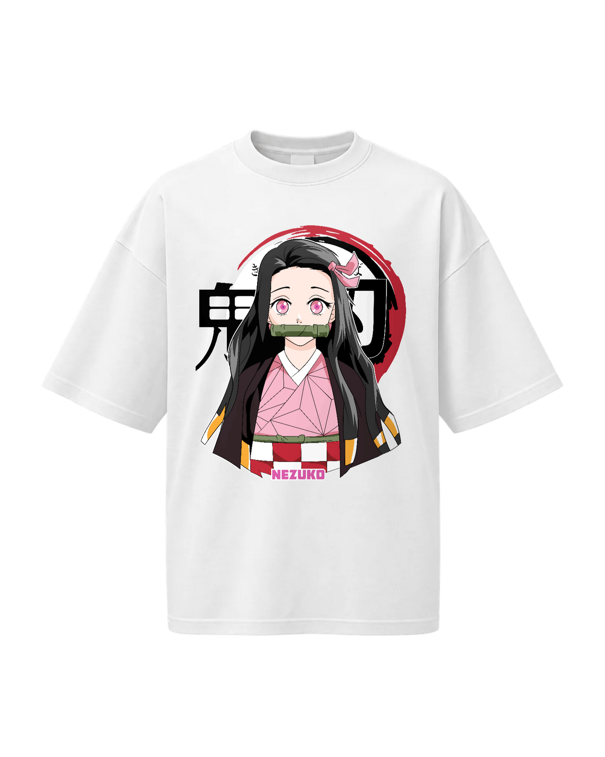 T-Shirt Oversize — Nezuko · Demon Slayer — Blanc — Recto