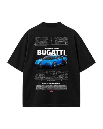 T-Shirt Oversize — Hypercar Blueprint — Noir — Verso