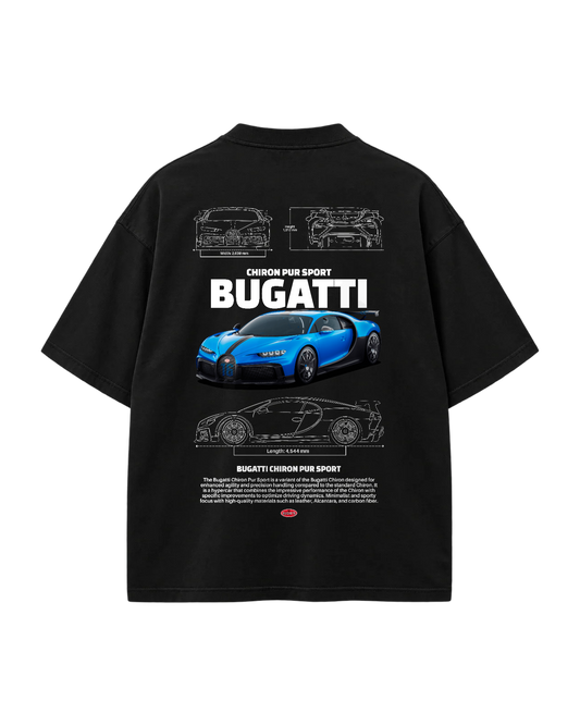T-Shirt Oversize — Hypercar Blueprint — Noir — Verso