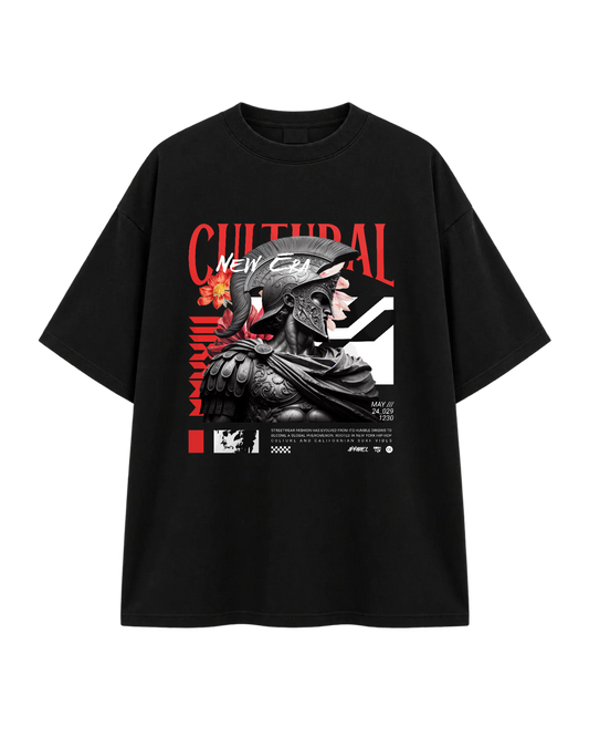 T-Shirt Oversize — Cultural Warrior — Noir — Recto